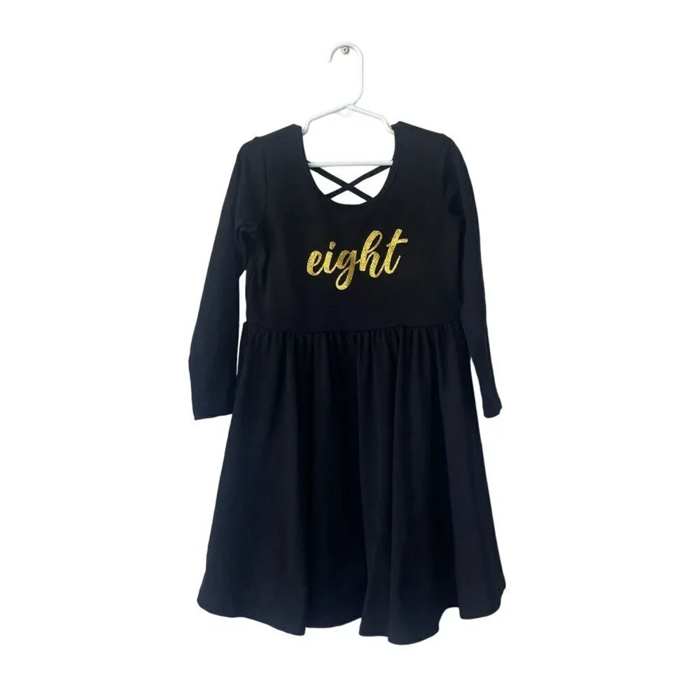 Stelle Dress Happy Birthday Girl Age 8 Size 7 Party Gold Celebration